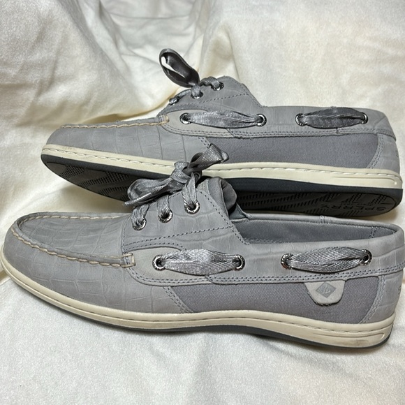 Sperry gray deck shoes size 9 perfect condition with fabric sides - Picture 5 of 8